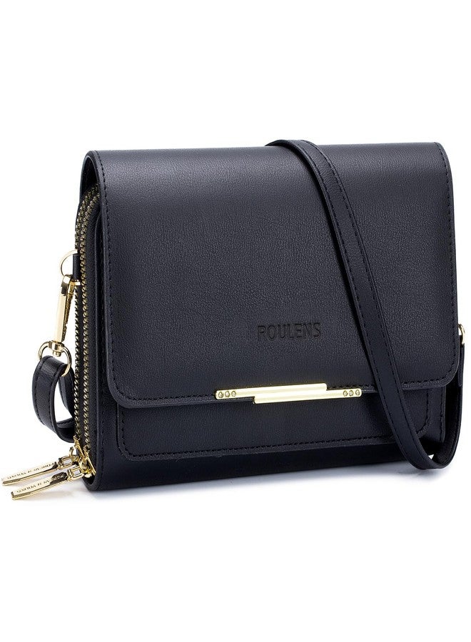 Roulens Small Crossbody Shoulder Bag for Women,Cellphone Bags Card Holder Wallet Purse and Handbags, A-black, Ｓ - Image 1